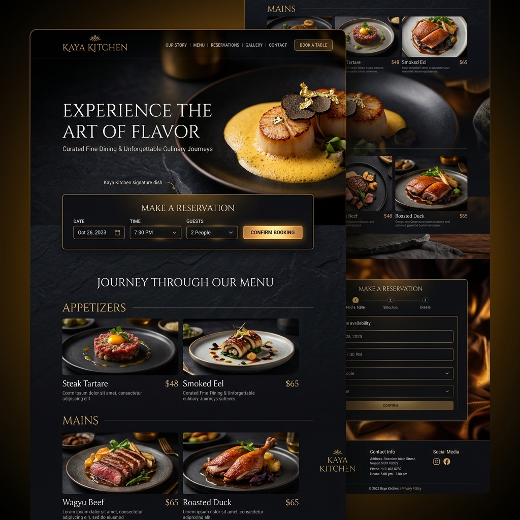 Kaya Kitchen luxury restaurant website